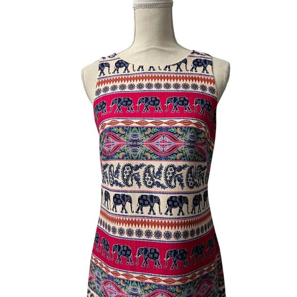 Eliza J Sleeveless Elephant Print Midi Shift Dress Size 4‎ - Picture 4 of 10